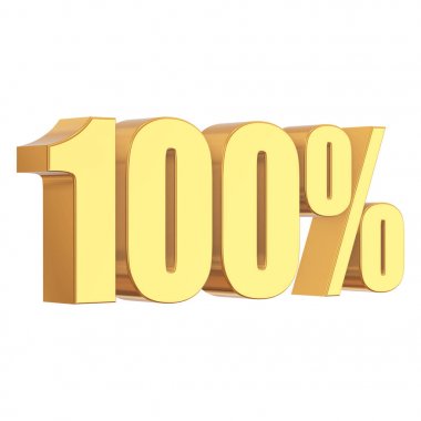 Beyaz arka plan üzerinde yüzde 100