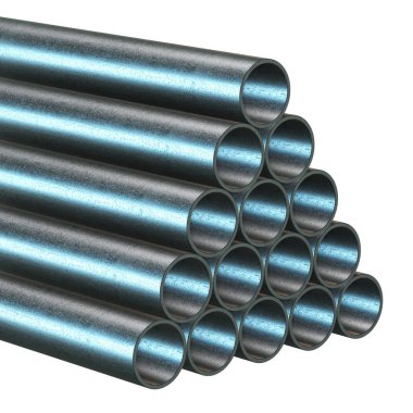 Çelik borular yığını.