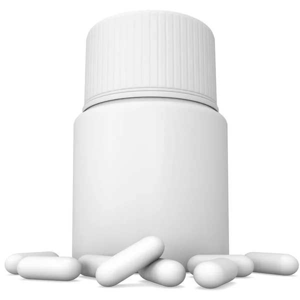 Blank plastic bottle of pills — Stock Photo, Image