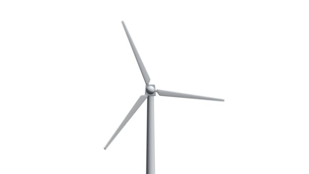 Naadloze looping animatie van wind turbine spinnen — Stockvideo