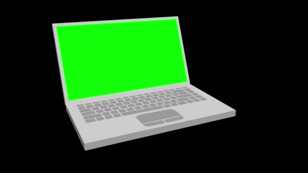 3d ноутбук показать вращаться и открывать — стоковое видео