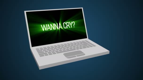 3d ноутбук хочет плакать — стоковое видео