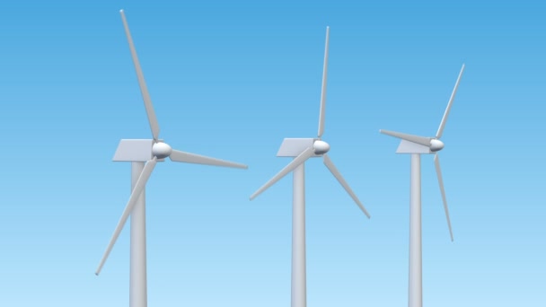 Naadloze looping animatie van windturbines spinnen — Stockvideo