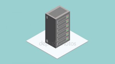 Datacenter server kutusu. İzometrik hareket.