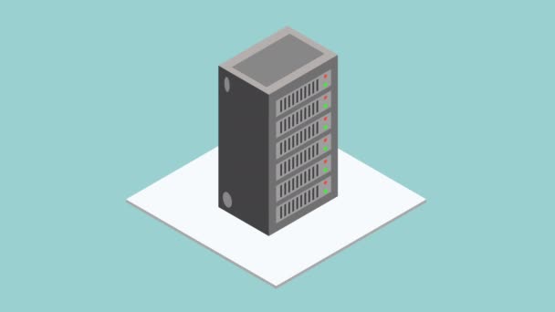 Caja del servidor del centro de datos. Movimiento isométrico . — Vídeos de Stock