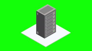 Datacenter server kutusu. İzometrik hareket.