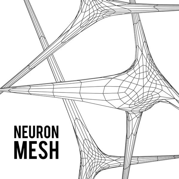 Modelo de malha de wireframe do sistema de neurônios — Vetor de Stock