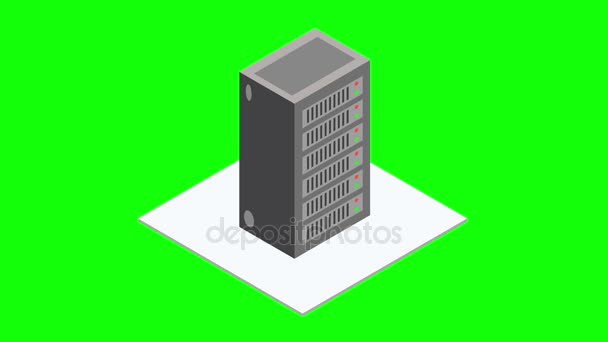 Datacenter serverrutan. Isometrisk motion. — Stockvideo