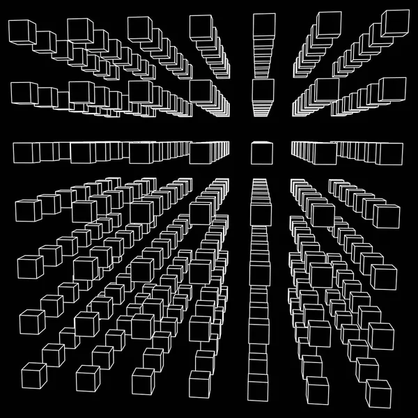 Cubo de malha Wireframe . —  Vetores de Stock