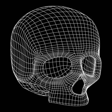 Kafatası eski bir ahşap oymalı ya da oymalı şekilde çizilmiş
