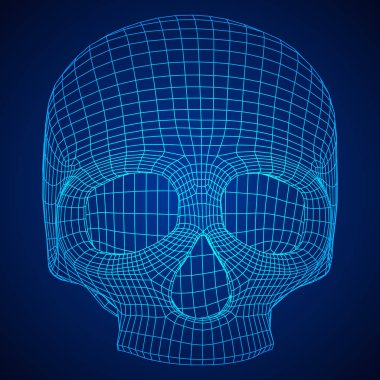 Kafatası eski bir ahşap oymalı ya da oymalı şekilde çizilmiş