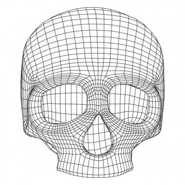 Kafatası eski bir ahşap oymalı ya da oymalı şekilde çizilmiş