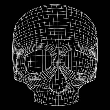 Kafatası eski bir ahşap oymalı ya da oymalı şekilde çizilmiş