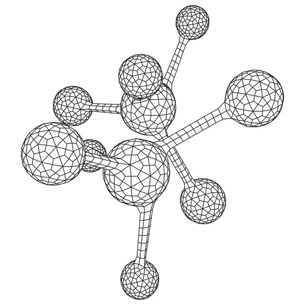 Wireframe Mesh Molecule — Stock Vector