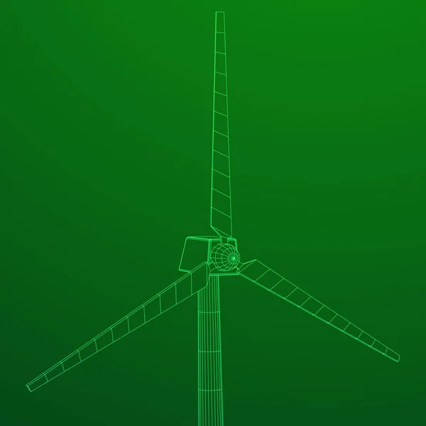 Wind turbine vector draadframe — Stockvector