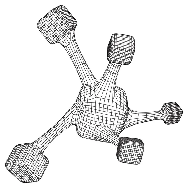 Molécula de malha wireframe — Vetor de Stock