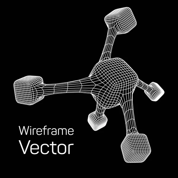Molécula de malha wireframe — Vetor de Stock