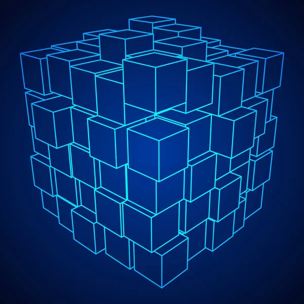 Каркасна сітка куб . — стоковий вектор