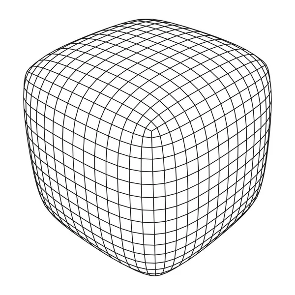 Wireframe Mesh rundad Box — Stock vektor