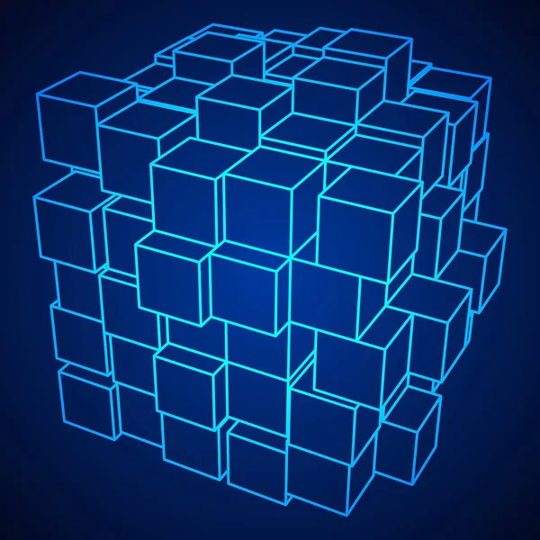 Cube en treillis métallique . — Image vectorielle