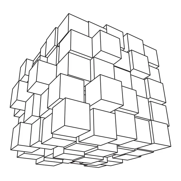 Cubo de malla Wireframe . — Vector de stock