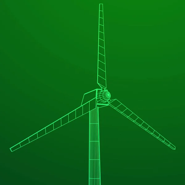 Wind turbine vektor wireframe — Stock vektor