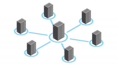 Datacenter sunucu odası. İzometrik hareket.