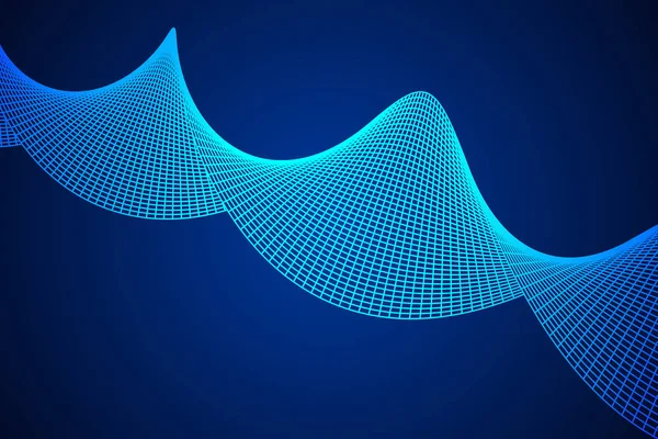 Plano sinusoidal de malla Wireframe — Archivo Imágenes Vectoriales