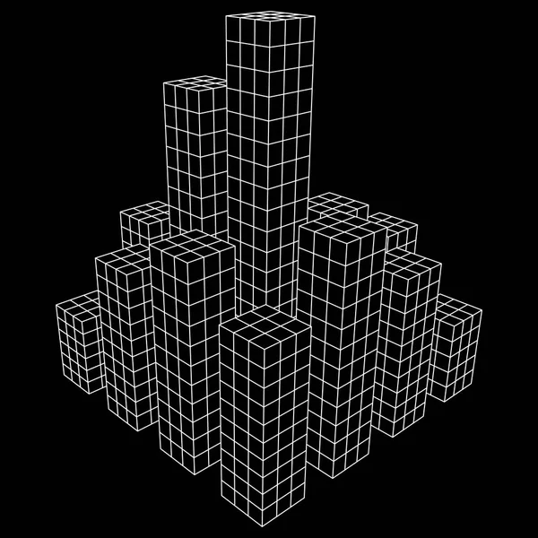 Matriz de ciudad de cubos de malla — Archivo Imágenes Vectoriales