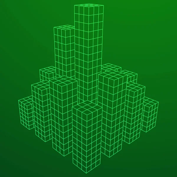 Matriz de ciudad de cubos de malla — Vector de stock
