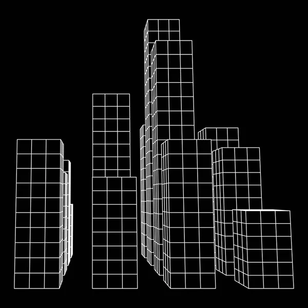 Matriz de ciudad de cubos de malla — Archivo Imágenes Vectoriales