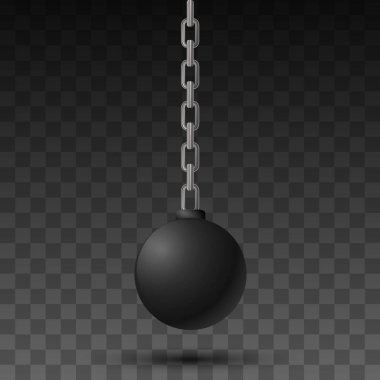 Yıkım topu zincir üzerinde asılı