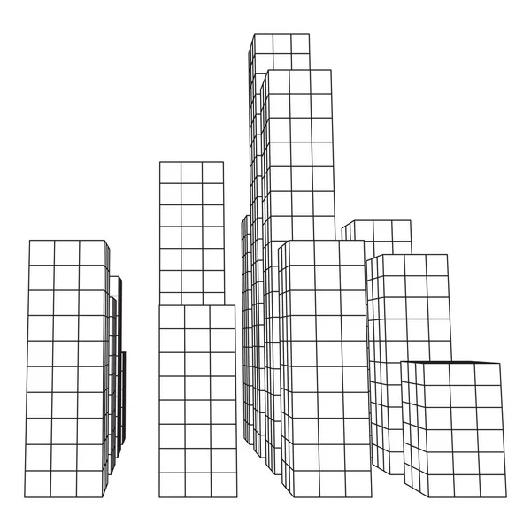 Malha cubos cidade matriz — Vetor de Stock