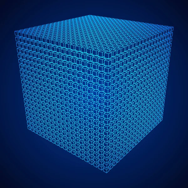 Cube en treillis métallique . — Image vectorielle