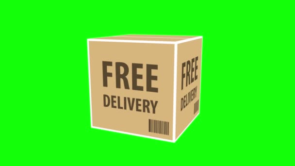 Caixa pacote de serviço de entrega gratuita . — Vídeo de Stock