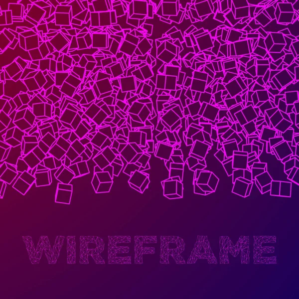 Wireframe Mesh kub. — Stock vektor