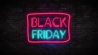 Siyah Cuma Neon ışık tuğla duvar