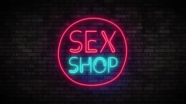 Seks Shop Neon ışık tuğla duvar