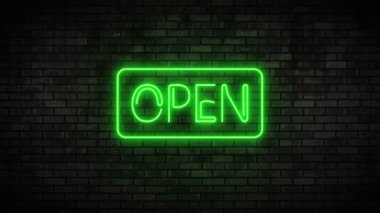 Tuğla duvar açık Neon ışık
