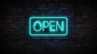 Tuğla duvar açık Neon ışık