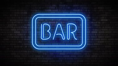 Tuğla duvara Neon ışık Bar