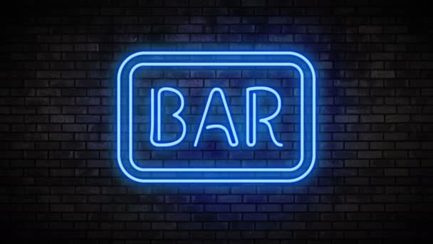 Bar Neon Light di Brick Wall — Stok Video