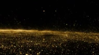 Altın gökyüzü. Soyut stardust smokey dalga parçacıklar