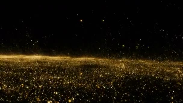 Gold Sky. Abstrait poussières d'étoiles particules d'ondes fumées — Video