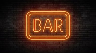 Tuğla duvara Neon ışık Bar