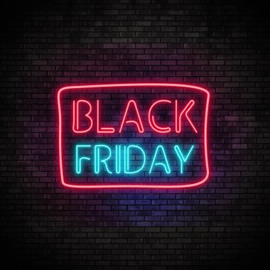 Siyah Cuma Neon ışık tuğla duvar