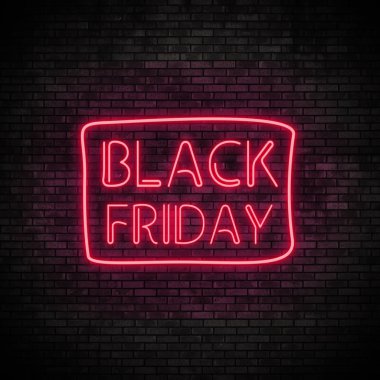 Siyah Cuma Neon ışık tuğla duvar