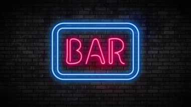 Tuğla duvara Neon ışık Bar