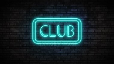 Club Neon ışık tuğla duvar