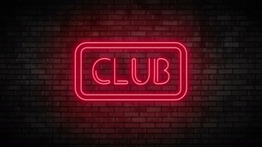 Club Neon ışık tuğla duvar